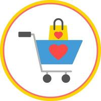 Shopping Basket with Heart Vector Icon Design