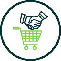 compras apretón de manos vector icono diseño