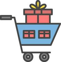 Shopping Cart with Gifts Vector Icon Design