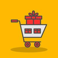 Shopping Cart with Gifts Vector Icon Design