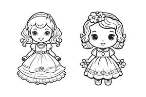 Best Printable Coloring Pages for Kids, Coloring Pages with Girls Characters vector