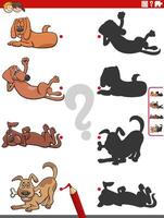 educational shadow activity with cartoon dog characters vector