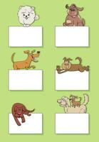 dibujos animados perros y cachorros con tarjetas diseño conjunto vector