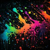 splash paint rainbow color on black background photo