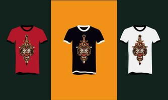 head tiger and sword vector t shirt design