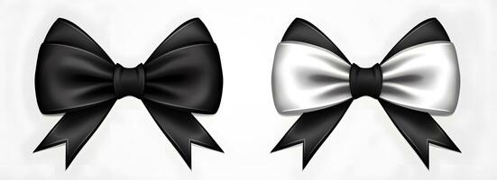 Black and white bows on a isolated background photo