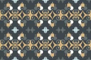 Ikat Damask Paisley Embroidery Background. Ikat Designs Geometric Ethnic Oriental Pattern Traditional. Ikat Aztec Style Abstract Design for Print Texture,fabric,saree,sari,carpet. vector