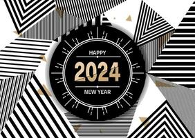 modern triangle line art 2024 logo design in vector illustration. Happy new year 2024 typography design with elegant style on white background. Minimal concept of 2024 year logo design using triangle