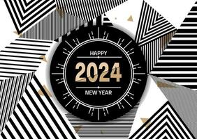 modern triangle line art 2024 logo design in vector illustration. Happy new year 2024 typography design with elegant style on white background. Minimal concept of 2024 year logo design using triangle