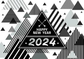 modern  line art 2024 logo design in vector illustration. Happy new year 2024 typography design with elegant style on white background. Minimal concept of 2024 year design using triangle linear lines.