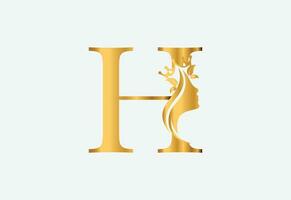 beauty monogram letter H woman silhouette logo design vector