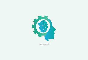 cabeza humano inteligente tecnología logo vector, cerebro humano artificial logo vector