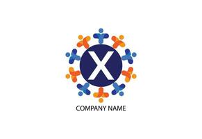 people with letter X logo design concept template vector