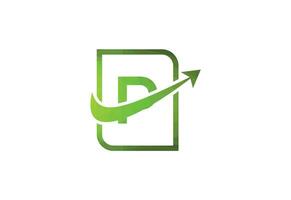 Business letter P with arrow chart logo vector icon illustration