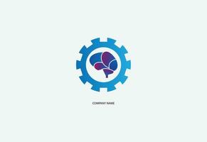 cabeza humano inteligente tecnología logo vector, cerebro humano artificial logo vector