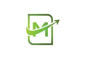 Business letter M with arrow chart logo vector icon illustration