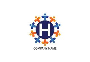 people with letter H logo design concept template vector
