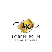 SX Initial Handwriting gold Brush Template Design vector