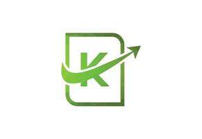 Business letter K with arrow chart logo vector icon illustration