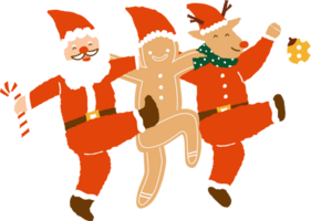 A gingerbread hold a Santa Claus and a reindeer png