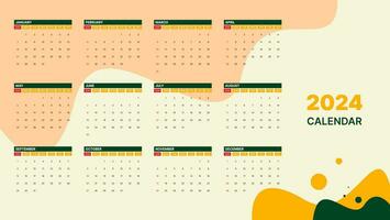 2024 calendario vector diseño con resumen formas antecedentes