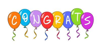 Congrats lettering with colorful balloons vector