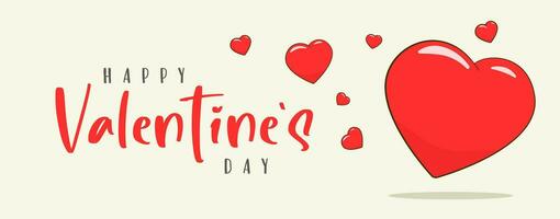 Happy Valentine's Day lettering with hearts. Banner template vector