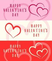 Happy Valentine's Day lettering. Three banner templates vector