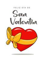Happy Valentine's Day lettering in Spanish. Card template vector