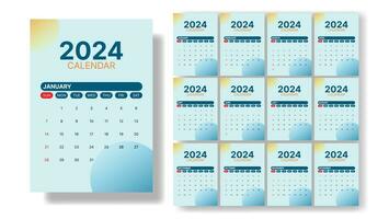 2024 calendario corporativo vector diseño en azul color