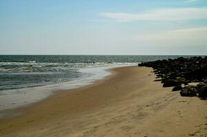 impresiones de el interminable playa a el del Norte mar en blavand Dinamarca foto