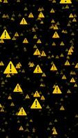 Yellow Caution Sign Symbol Emoji Fly Through Background video