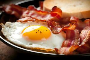 tocino y huevos soleado lado arriba, ai generativo foto