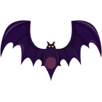 Halloween bat cartoon illustration. Spooky black horror bat graphic. Halloween Elements and Objects for Design Projects. png