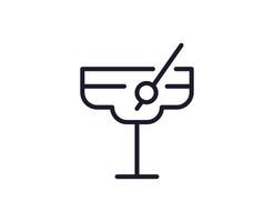 Single line icon of cocktail on isolated white background. High quality editable stroke for mobile apps, web design, websites, online shops etc. vector