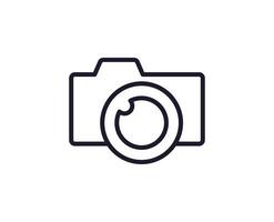 Camera concept. Single premium editable stroke pictogram perfect for logos, mobile apps, online shops and web sites. Vector symbol isolated on white background.