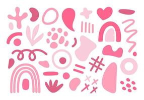 Pink core Abstract geometric shapes. Abstract contemporary modern style elements set. Trendy illustration. vector