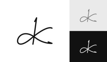 Letter DK handwriting signature logo design vector
