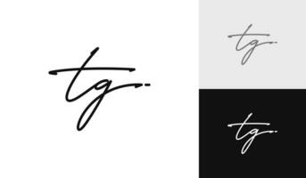 Letter TG handwriting signature logo design vector