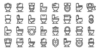 Toilet bowl icons set outline vector. Wc clean vector