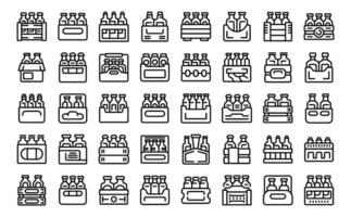 Drink crate icons set outline vector. Milk bottle vector