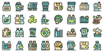 Products that can be reused icons set vector color line