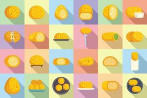 Croquette icons set flat vector. Baked food vector