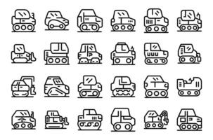 Crawler icons set outline vector. Construction industry vector