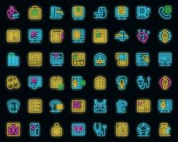 Computer diagnostics of health icons set vector neon