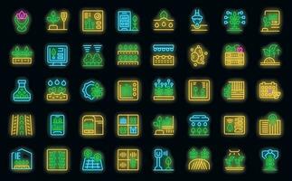 Precision farming icons set vector neon