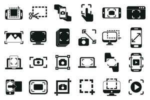 Screenshot icons set simple vector. Take app vector