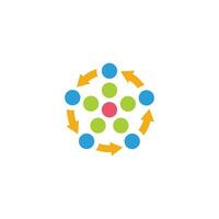 colorful dots molecules circle arrows process symbol vector
