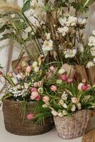 Interior floral Easter composition. The concept of home decoration for the Happy Easter holiday photo