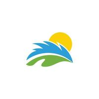 tropical sun ocean seaweed symbol logo vector